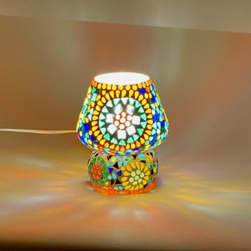 Lampada da tavolo in vetro mosaicata multicolore h. 17 cm.