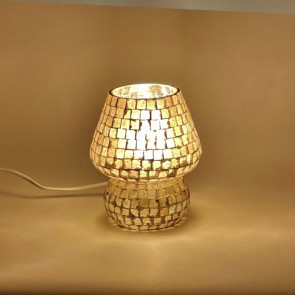 Lampada da tavolo in vetro mosaicata rilievo beige h. 17 cm.