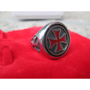 Anello Brunito Croce Templare Rossa